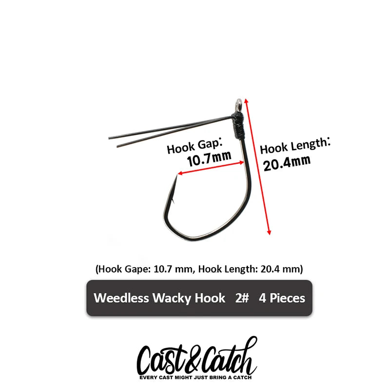 Cast&Catch 4PCS Weedless Wacky Fish Hook Anti-Snag Grass Blocking for Bass Soft Bait Freshwater Fishing Tackle