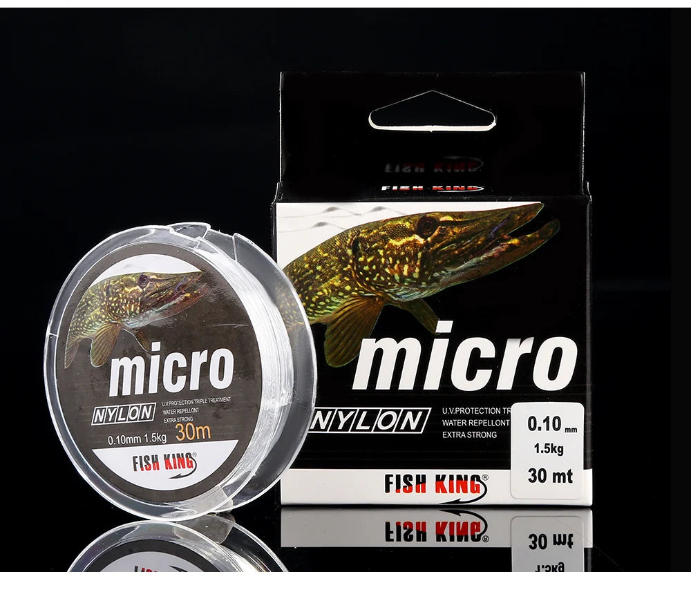 FISH KING 30M MICRO Nylon Ice Fishing Line 0.08mm-0.25mm 2.9LB-12.5LB Extra Strong Fishing Line For Winter Ice Fishing