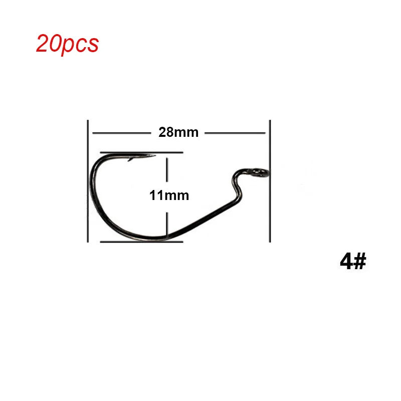 20pcs/lot Wide gap Texas fishing hooks offset fishhook5/0#-6# soft biat lure fishing  anzuelos de pesca mar fishing hook set