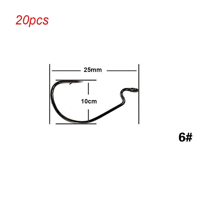 20pcs/lot Wide gap Texas fishing hooks offset fishhook5/0#-6# soft biat lure fishing  anzuelos de pesca mar fishing hook set