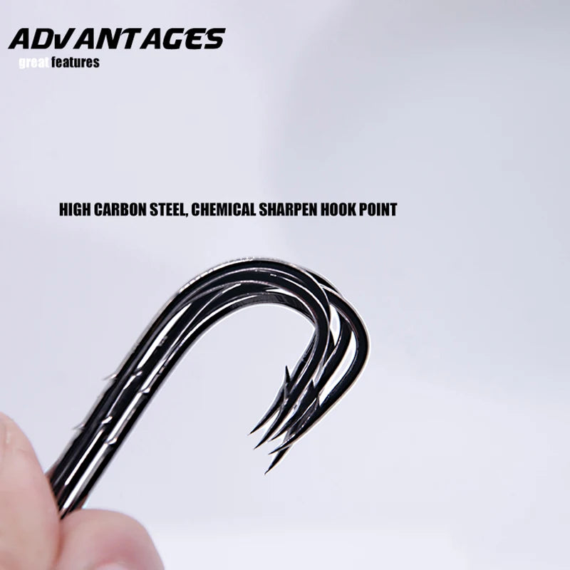 50pcs/lot Long Shank Fishing Hook For Fishing Live Bait With Double Bait Keeper Barbs High Carbon Steel With Anti-rust Fishhooks