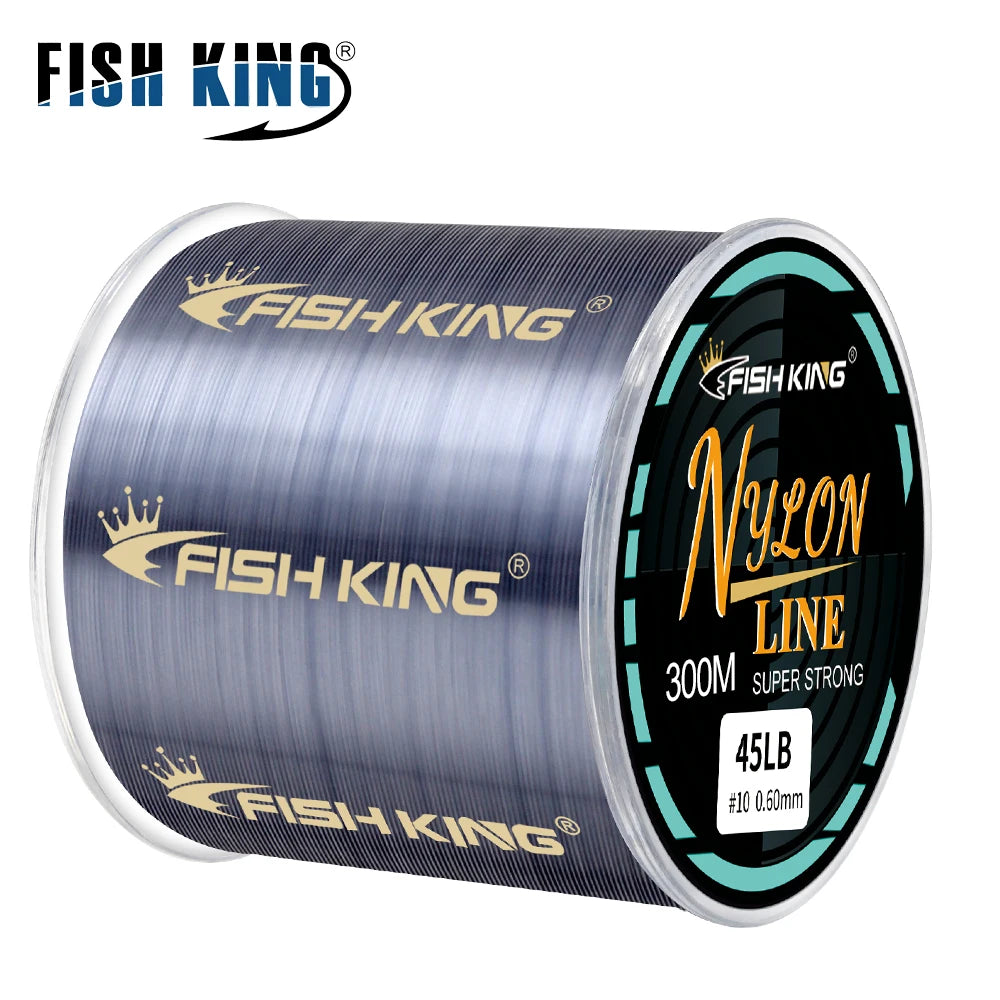 FISH KING Fishing Line Nylon Line Super Strong 300m/500m 4.13-34.32LB Monofilament Line Japan Material Fishline for Carp fishing