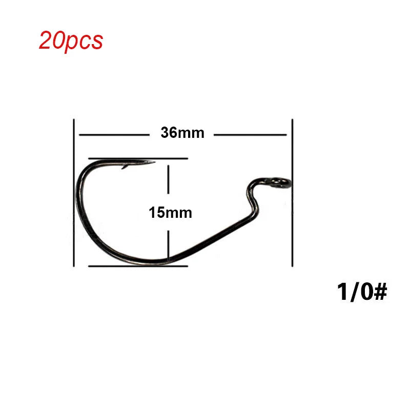 20pcs/lot Wide gap Texas fishing hooks offset fishhook5/0#-6# soft biat lure fishing  anzuelos de pesca mar fishing hook set