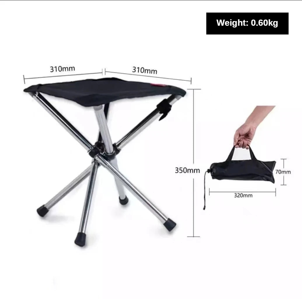 Stainless Steel Folding Outdoor Portable Telescopic Stool Camping Fishing Stool Telescopic Chair Easy to Fold Load Bearing 150kg