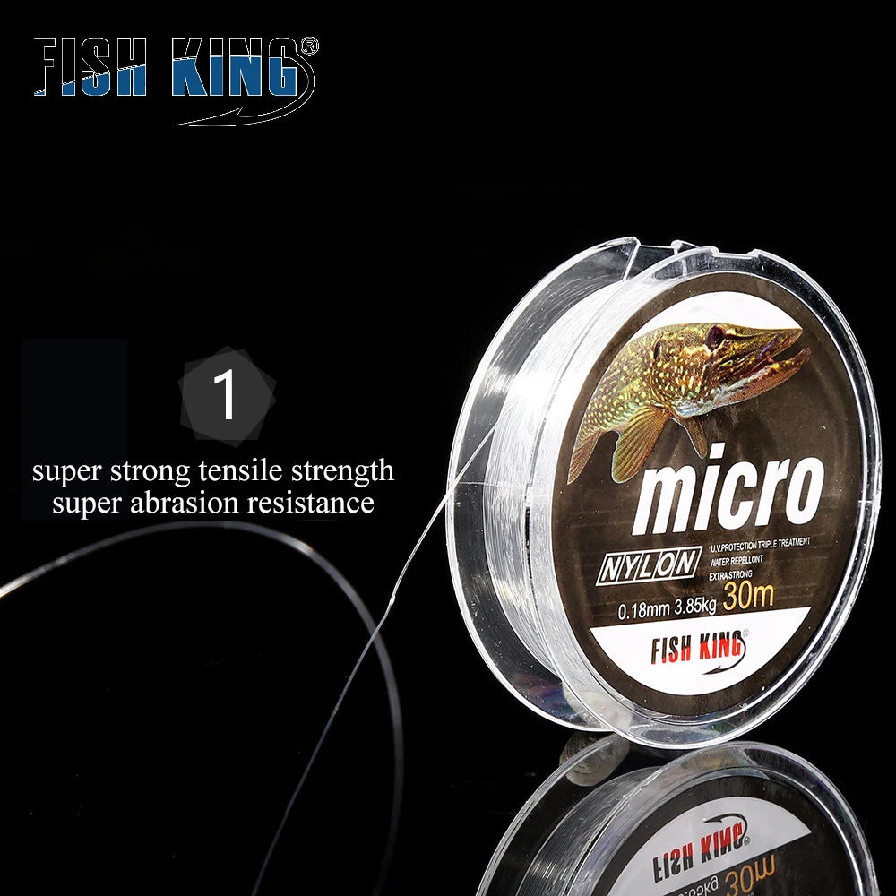 FISH KING 30M MICRO Nylon Ice Fishing Line 0.08mm-0.25mm 2.9LB-12.5LB Extra Strong Fishing Line For Winter Ice Fishing