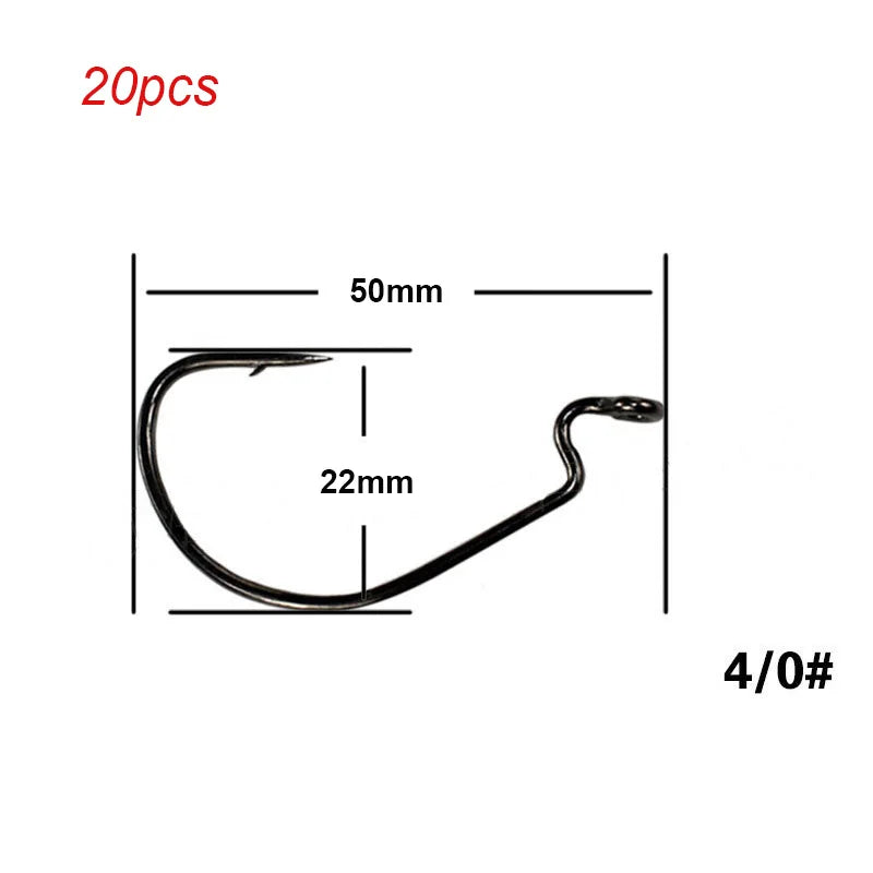 20pcs/lot Wide gap Texas fishing hooks offset fishhook5/0#-6# soft biat lure fishing  anzuelos de pesca mar fishing hook set