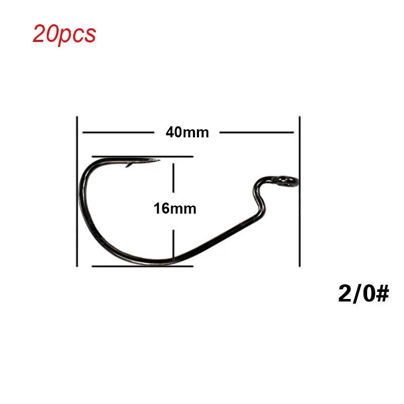 20pcs/lot Wide gap Texas fishing hooks offset fishhook5/0#-6# soft biat lure fishing  anzuelos de pesca mar fishing hook set
