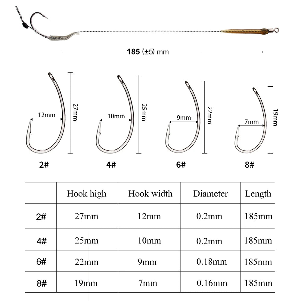 FTK 6Pcs Carp Fishing Hooks Pre tied carp hook hair rig for carp With line Ready Made Boilies Bait Hair Rigs Carp fishing tackle