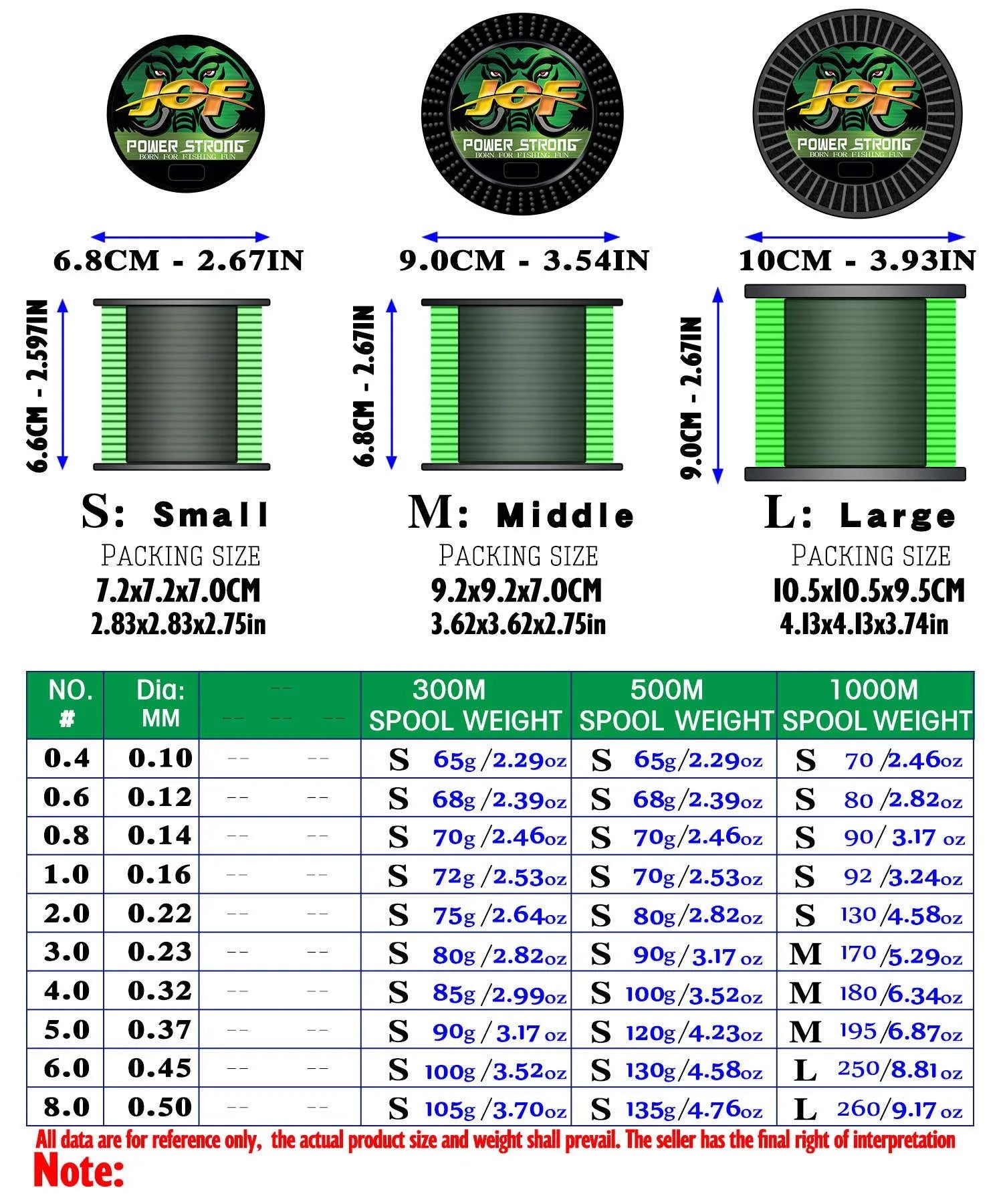 JOF 4 Strands Fishing Line 300/100M Braided PE Fishing Strong Fishing Line Multifilament Durable Fishing Line Tool