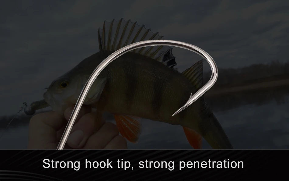 MEREDITH 50pcs/lot Fishing Soft Worm Hooks High Carbon Steel Wide Super Lock Fishhooks Lure Softjerk Hooks 8#-5/0 Fishing Tackle