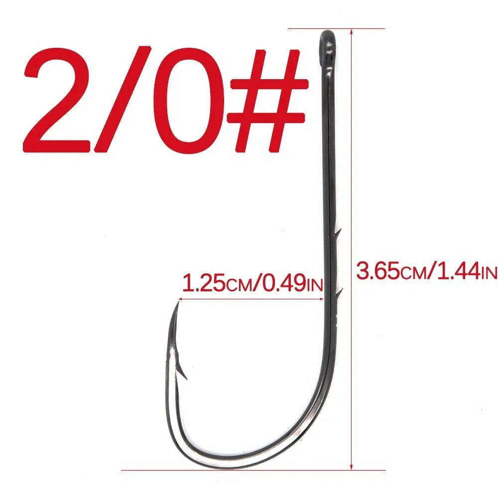 50pcs/lot Long Shank Fishing Hook 1#-6/0# High Carbon Steel Sharp Barbed Offset Narrow Bait Hook