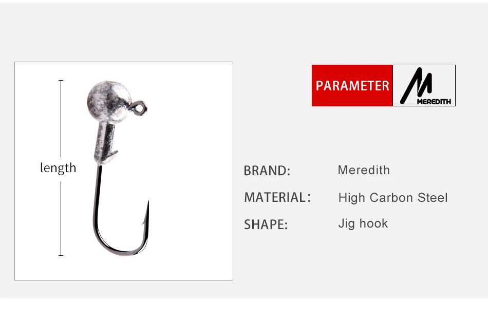 MEREDITH Jig Head 1g 2g 3g 4g 5g 7g 8g 10g 12g 14g 22g Head Hook Jig Fishing Hook Jig Pike Fish Accessories