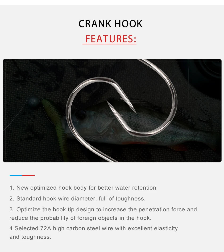 MEREDITH 50pcs/lot Fishing Soft Worm Hooks High Carbon Steel Wide Super Lock Fishhooks Lure Softjerk Hooks 8#-5/0 Fishing Tackle