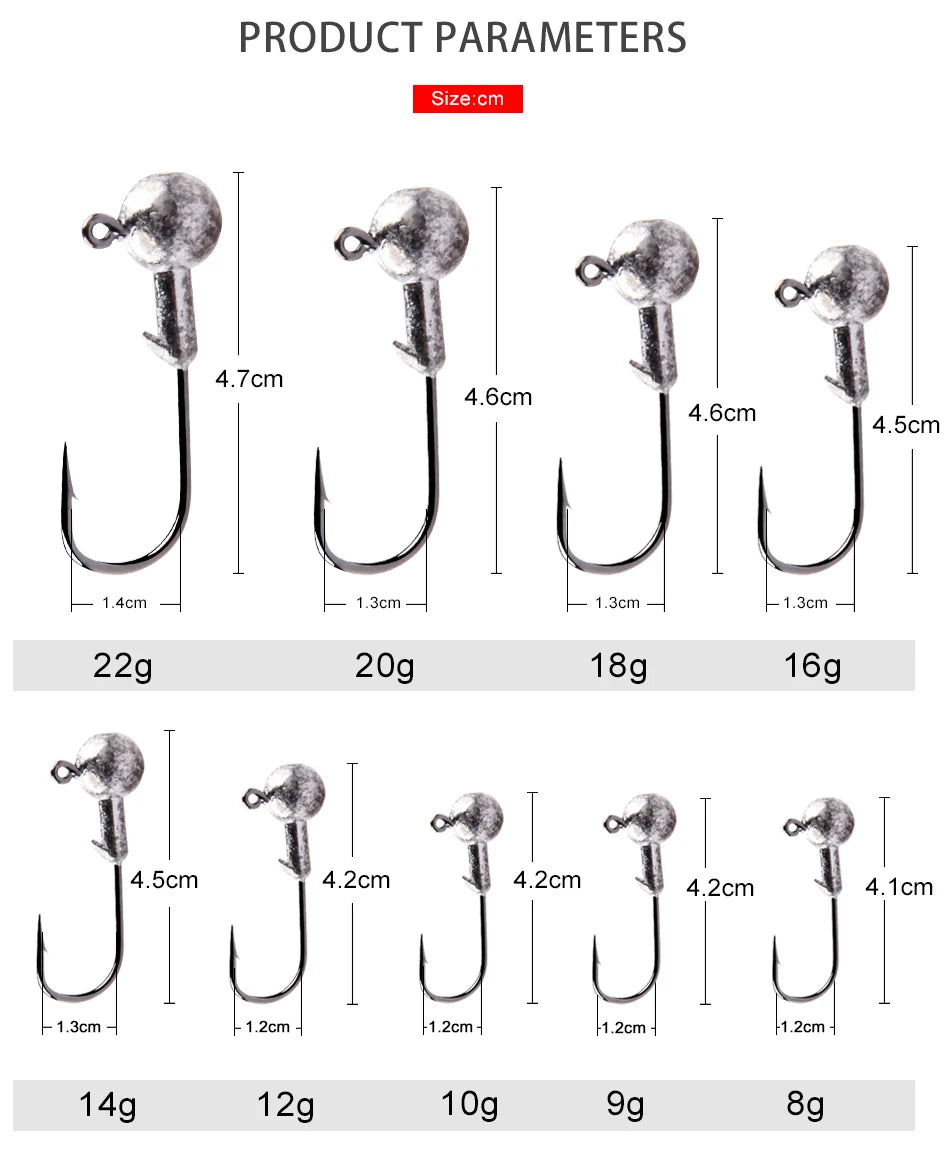 MEREDITH Jig Head 1g 2g 3g 4g 5g 7g 8g 10g 12g 14g 22g Head Hook Jig Fishing Hook Jig Pike Fish Accessories