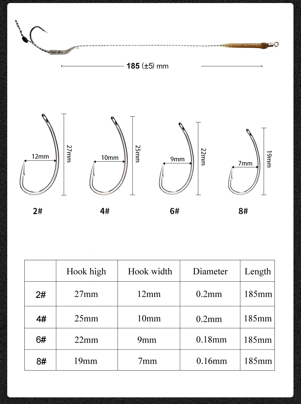 FTK 6Pcs Carp Fishing Hooks Pre tied carp hook hair rig for carp With line Ready Made Boilies Bait Hair Rigs Carp fishing tackle