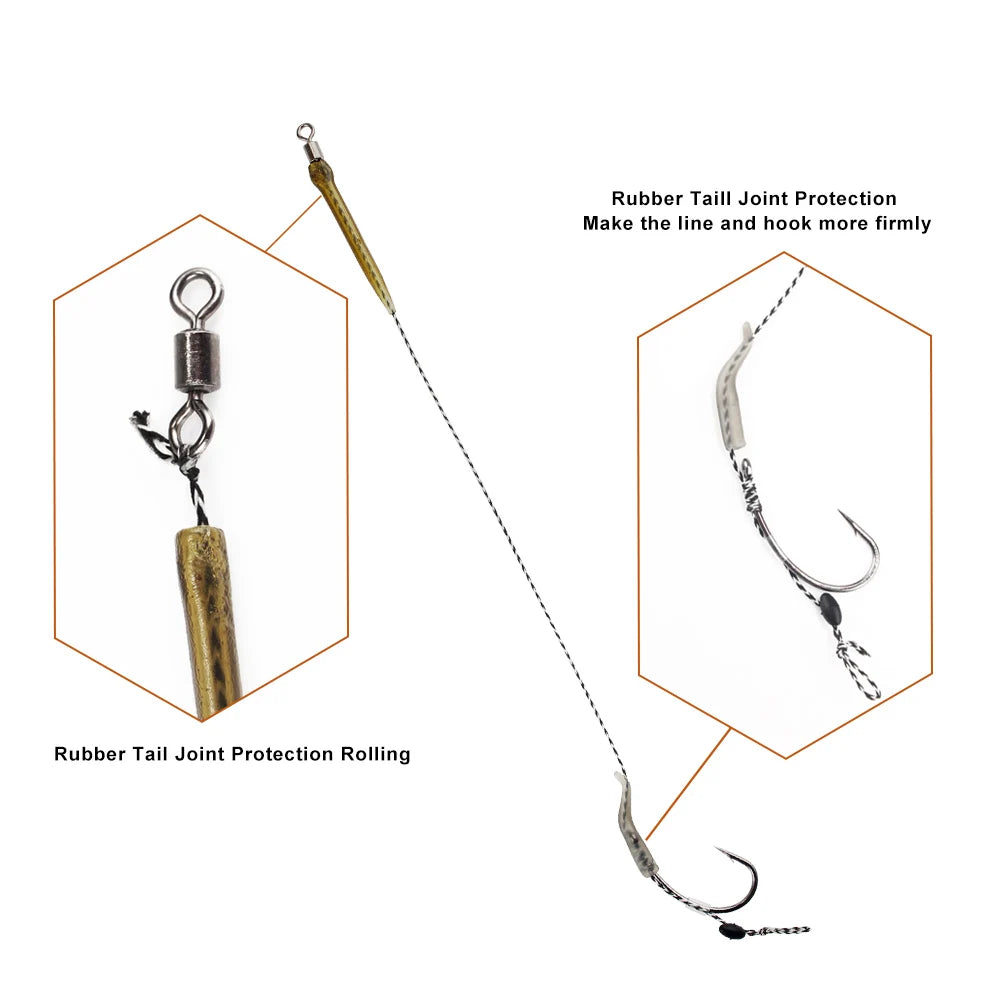 FTK 6Pcs Carp Fishing Hooks Pre tied carp hook hair rig for carp With line Ready Made Boilies Bait Hair Rigs Carp fishing tackle