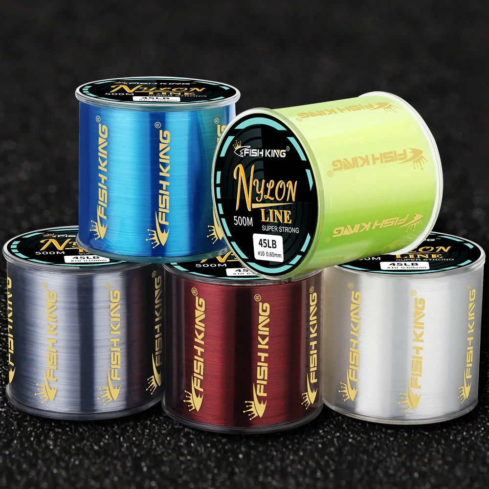 FISH KING Fishing Line Nylon Line Super Strong 300m/500m 4.13-34.32LB Monofilament Line Japan Material Fishline for Carp fishing