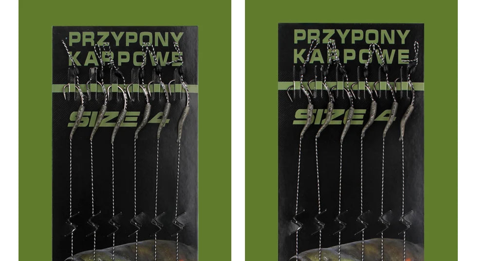 FTK 6Pcs Carp Fishing Hooks Pre tied carp hook hair rig for carp With line Ready Made Boilies Bait Hair Rigs Carp fishing tackle