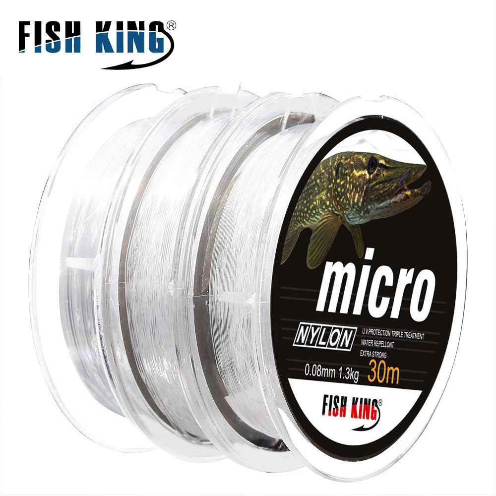 FISH KING 30M MICRO Nylon Ice Fishing Line 0.08mm-0.25mm 2.9LB-12.5LB Extra Strong Fishing Line For Winter Ice Fishing