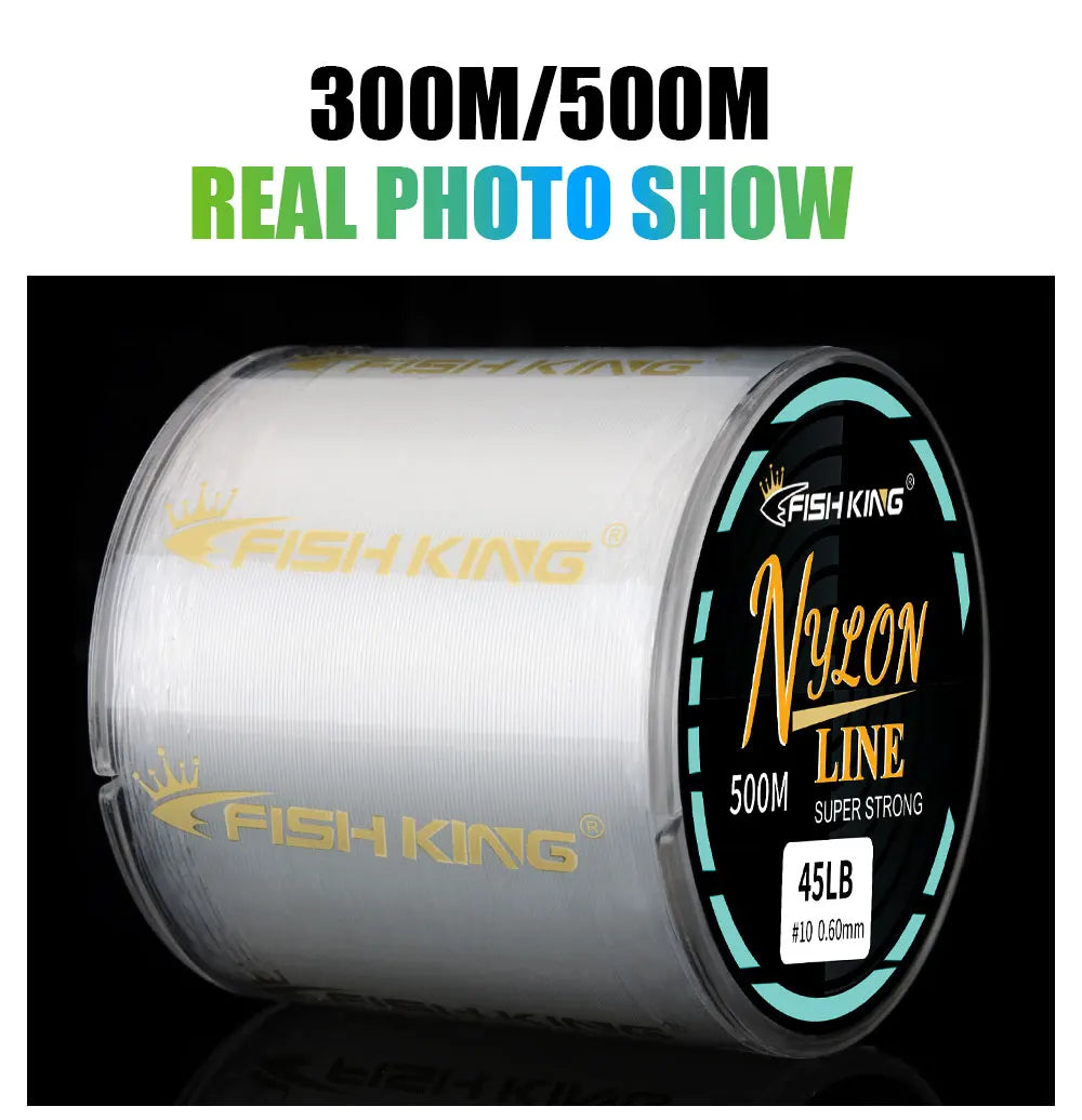 FISH KING Fishing Line Nylon Line Super Strong 300m/500m 4.13-34.32LB Monofilament Line Japan Material Fishline for Carp fishing