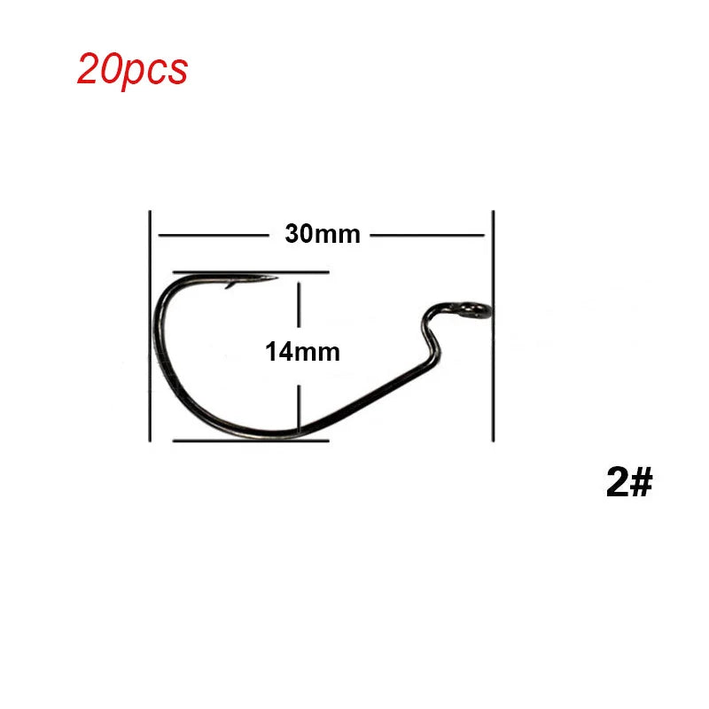 20pcs/lot Wide gap Texas fishing hooks offset fishhook5/0#-6# soft biat lure fishing  anzuelos de pesca mar fishing hook set