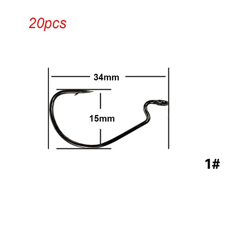 20pcs/lot Wide gap Texas fishing hooks offset fishhook5/0#-6# soft biat lure fishing  anzuelos de pesca mar fishing hook set