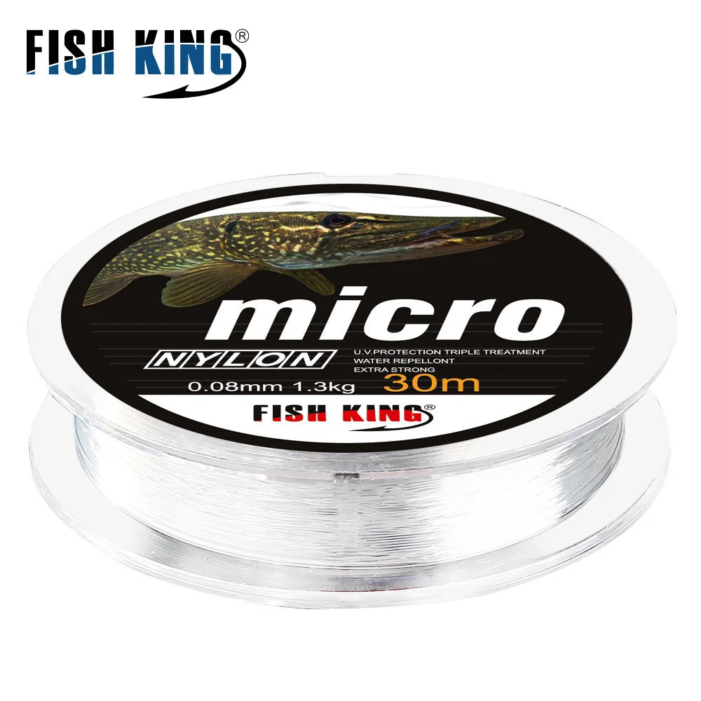 FISH KING 30M MICRO Nylon Ice Fishing Line 0.08mm-0.25mm 2.9LB-12.5LB Extra Strong Fishing Line For Winter Ice Fishing