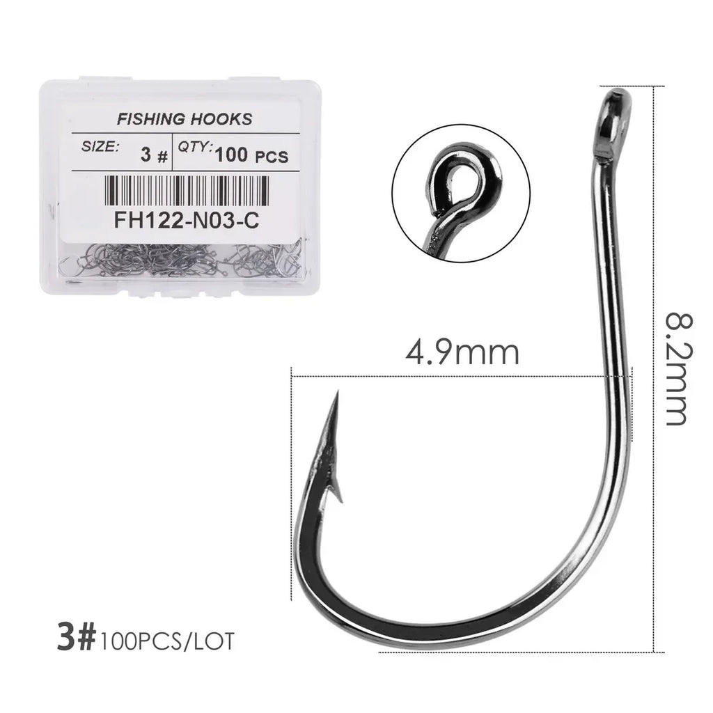 100pcs/Box Japan Izu Fish Hook High Carbon Steel Barbed In Fly Fishing Hook Worm Pond Fishing Bait Hooks