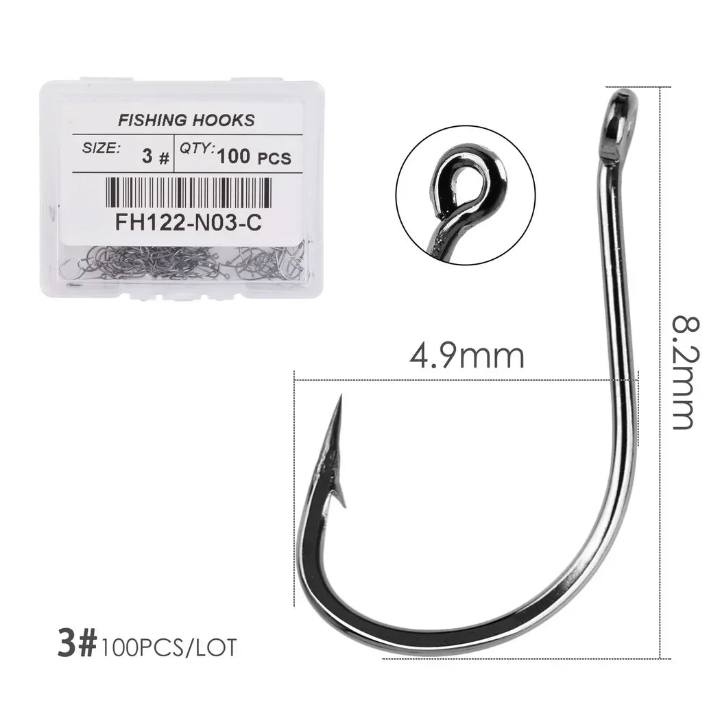100pcs/Box Japan Izu Fish Hook High Carbon Steel Barbed In Fly Fishing Hook Worm Pond Fishing Bait Hooks