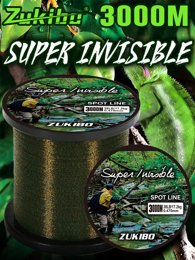 ZUKIBO 3000m Invisible Spotted Fishing Line Japan Super Strong Monofilament Line Fluorocarbon Coated Nylon Fly Sink Line pesca