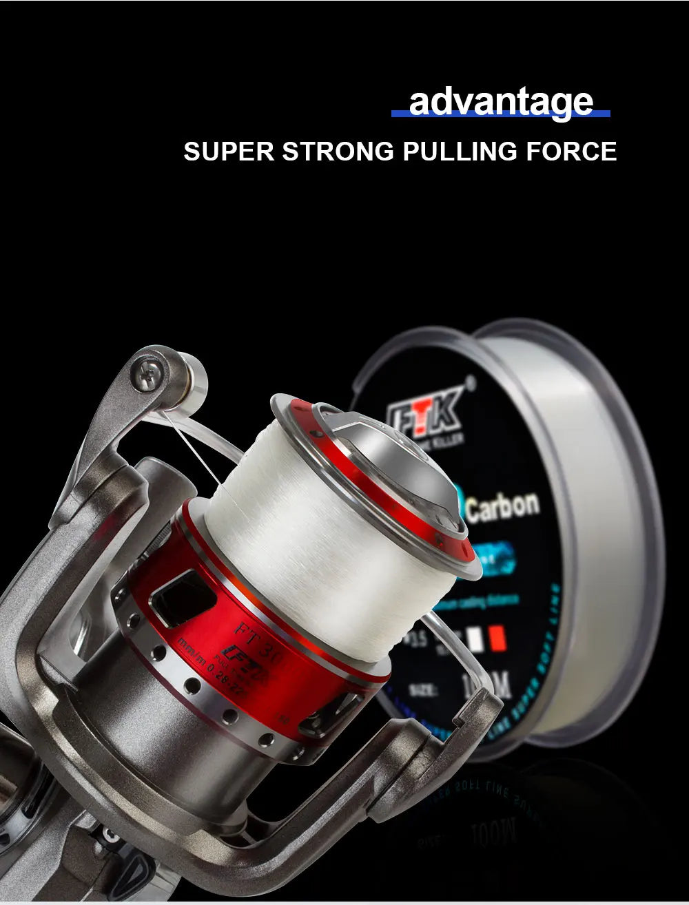FTK 100M Fluorocarbon Coating Fishing Line 0.14mm-0.5mm 4.13LB-34.32LB Carbon Fiber Monofilament Line Carp Fishing Sinking Line