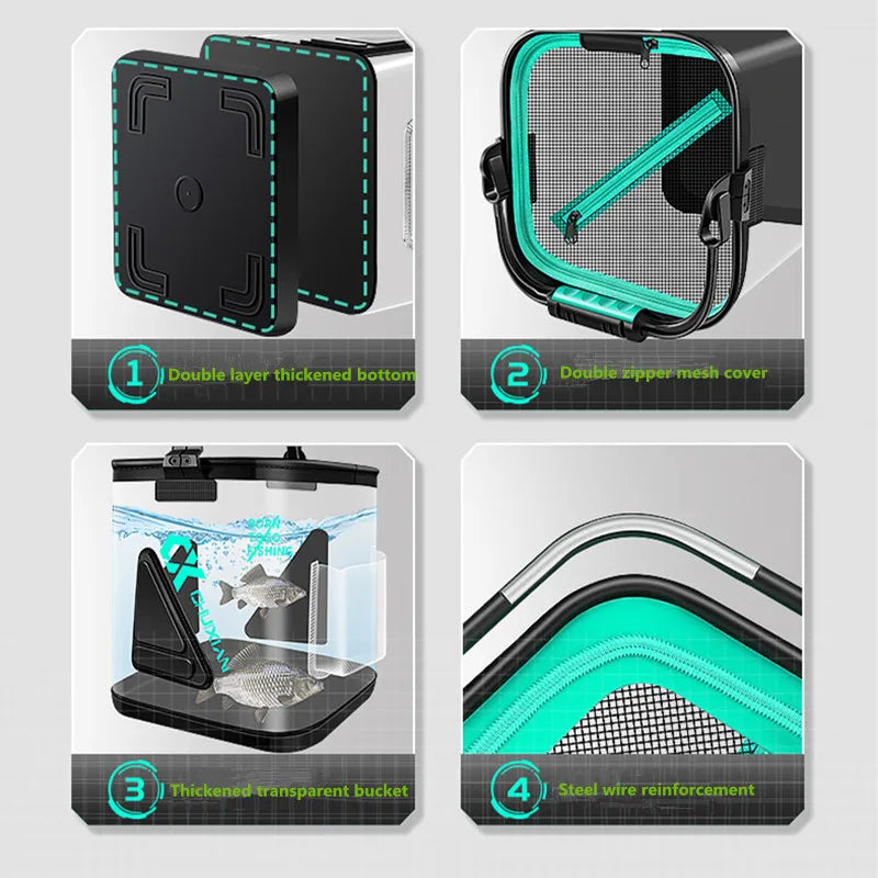 13L foldable live fish bucket EVA thickened fish bucket portable water tank fishing gear live fish box accessories tool