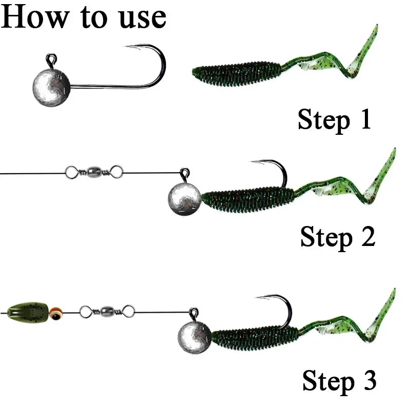 10pcs/lot 0.8g 1.7g 3.5g 4.7g 7g 9.4g Jig Head Fishing Hook Round Ball Jig Head Fishhook Soft Worm Fishing Accessories