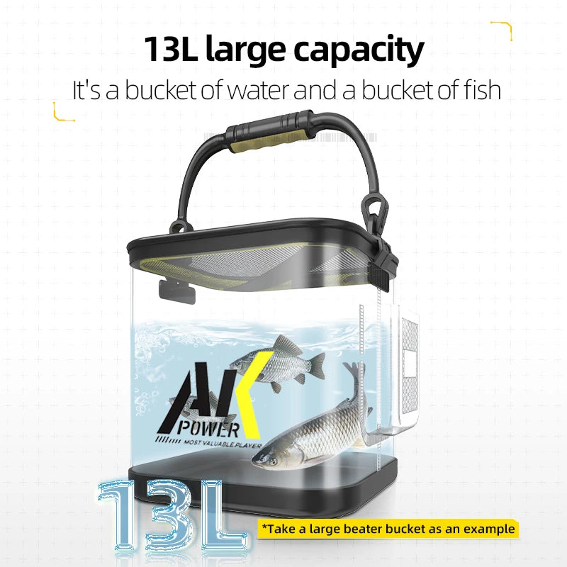 YUZHIYUAN Transparent Fishing Bucket Foldable Multifunctional Live Fish Container Fish Protection Bucket