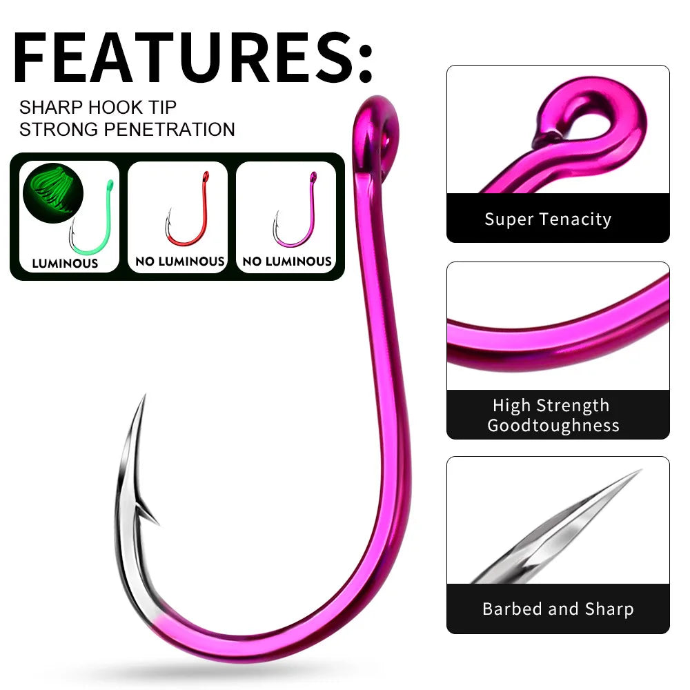 10pcs Lure Sea Fishing Barb Hook Luminous Crooked Mouth Triangular Tooth Fish Hook Sea Fishing Hook