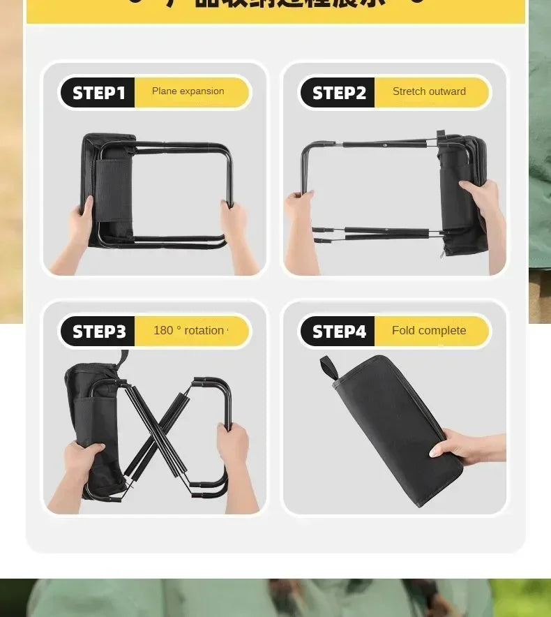 Outdoor folding portable fishing chair, multifunctional picnic camping folding chair, camping folding chair small stool.