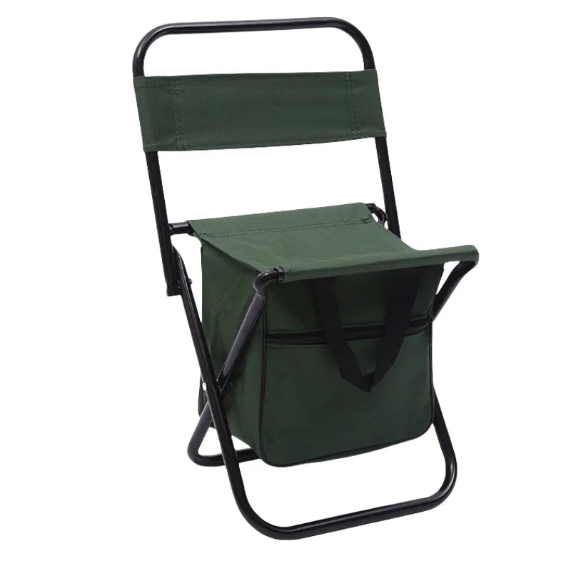 Backrest Leisure Camping Fishing Chair, Portable Outdoor Folding Chair with Storage Bag, Oxford Fabric Art Living Stool