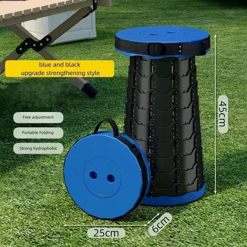 Popular lightweight portable plastic folding telescopic chair - adjustable height compact stool, perfect for fishing and camping