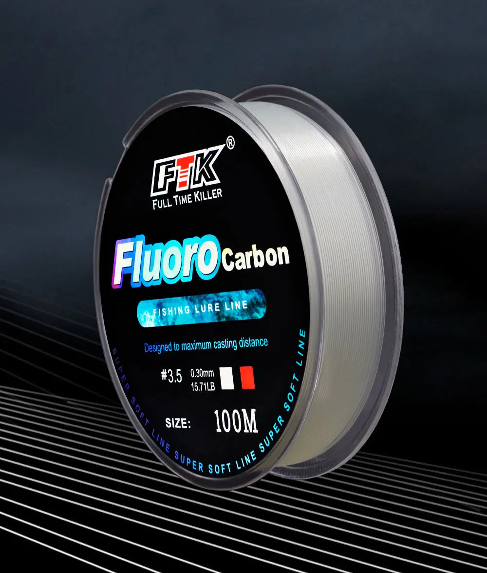 FTK 100M Fluorocarbon Coating Fishing Line 0.14mm-0.5mm 4.13LB-34.32LB Carbon Fiber Monofilament Line Carp Fishing Sinking Line