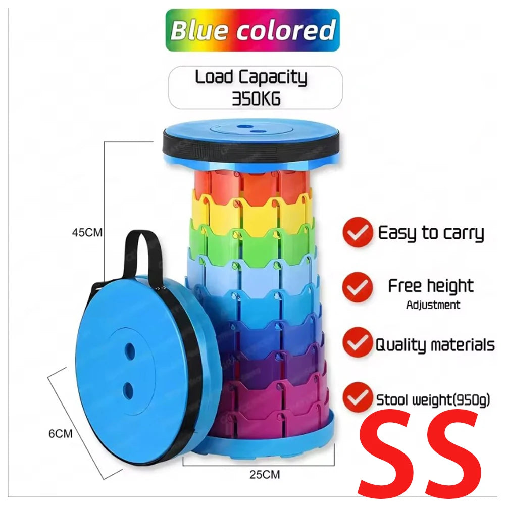 NEW2025 Rainbow Folding Stool - Adjustable Height PP Material Portable Chair for Camping, Fishing & OutdoorActivitiesAnd Camping