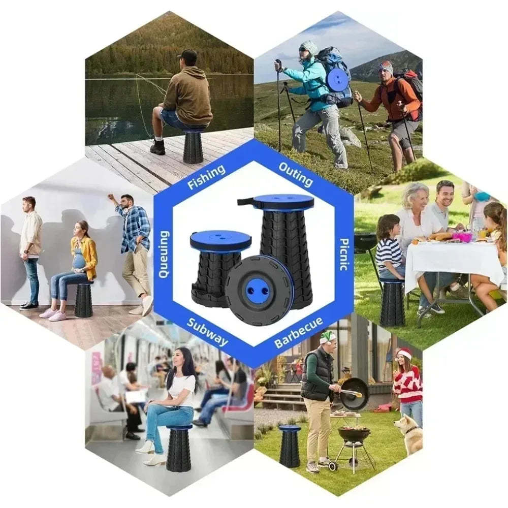 Folding Telescopic Stool, Outdoor Portable Stool, Home Travel Queuing Plastic Chair, Thickened Height-adjustable Fishing Chair