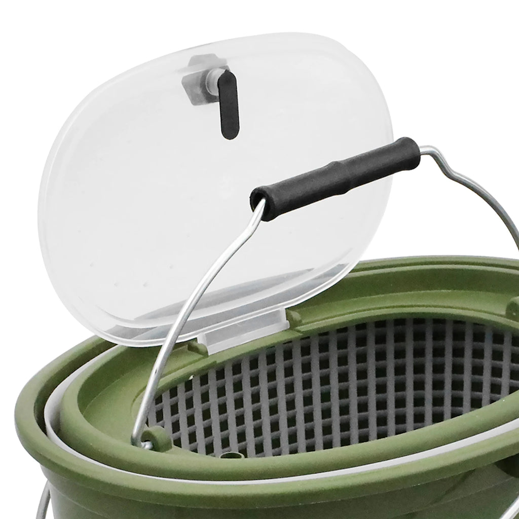 2-in-1 Fishing Bucket Double-Deck Fish Box Detachable Fish Strainer Colander Fishing Bait Storage Container Double Handle Fish