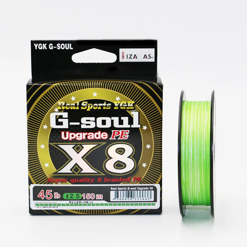YGKX G SOUL X8 BRAID Upgrade Braid Fishing Line Super Strong 8 Strands Multifilament PE line 150M 200M Made In Japan 14LB-60LB