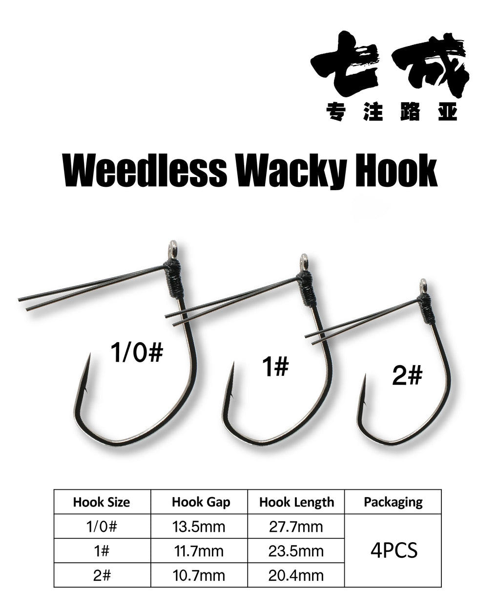 Cast&Catch 4PCS Weedless Wacky Fish Hook Anti-Snag Grass Blocking for Bass Soft Bait Freshwater Fishing Tackle