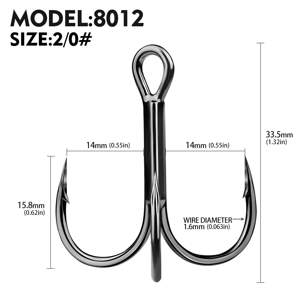 PROBEROS 20pcs Streng thened Sharp Fishing Treble Hooks High Carbon Steel Strength & Corrosion Resistance For Bait  Saltwater