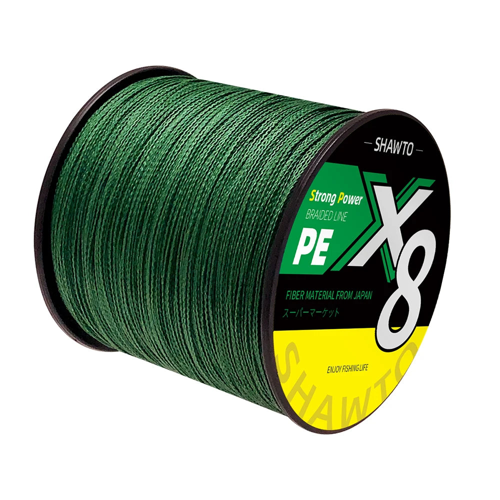 Shawto X8 Strong 300M 1000M 8 Strand Weaves PE Braided Fishing Line Multifilament 8 Braid Wire 10LB 20LB 30LB 50LB 100LB 150LB