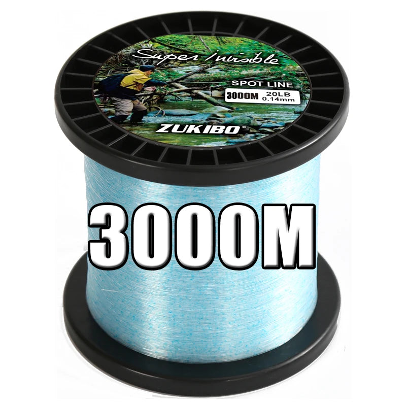 ZUKIBO 3000m Invisible Spotted Fishing Line Japan Super Strong Monofilament Line Fluorocarbon Coated Nylon Fly Sink Line pesca