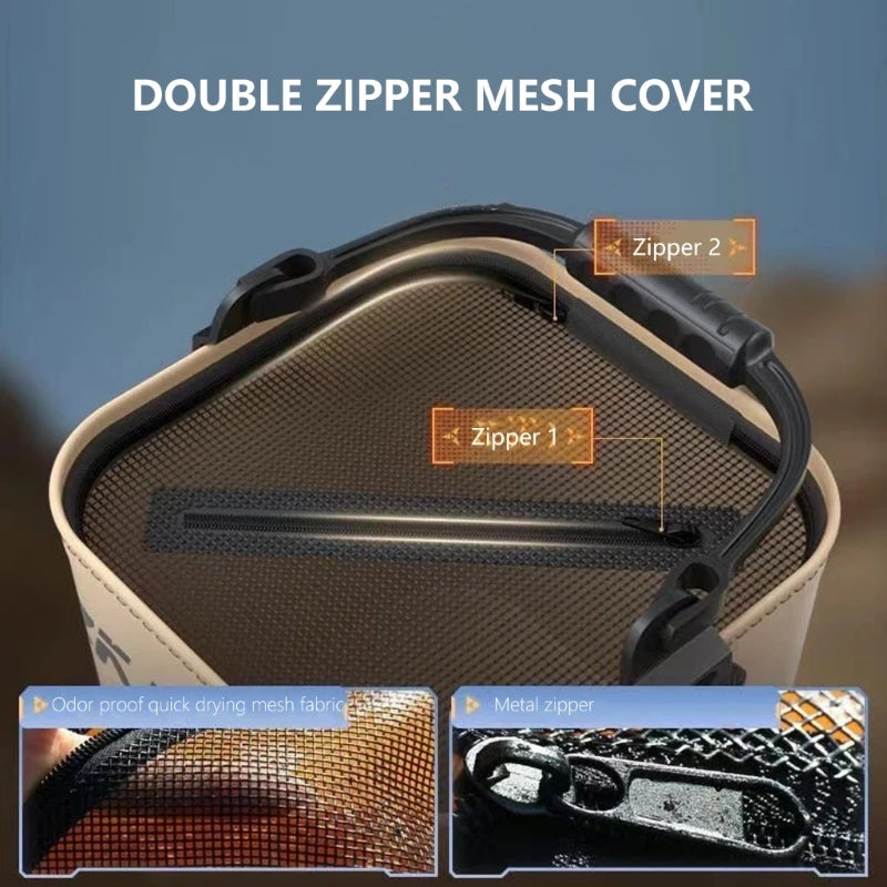 Folding Fishing Bucket with Rope Portable Hand Carry Fish Bucket 8/14L Water Resistant Outdoor Camping Bucket Enduring