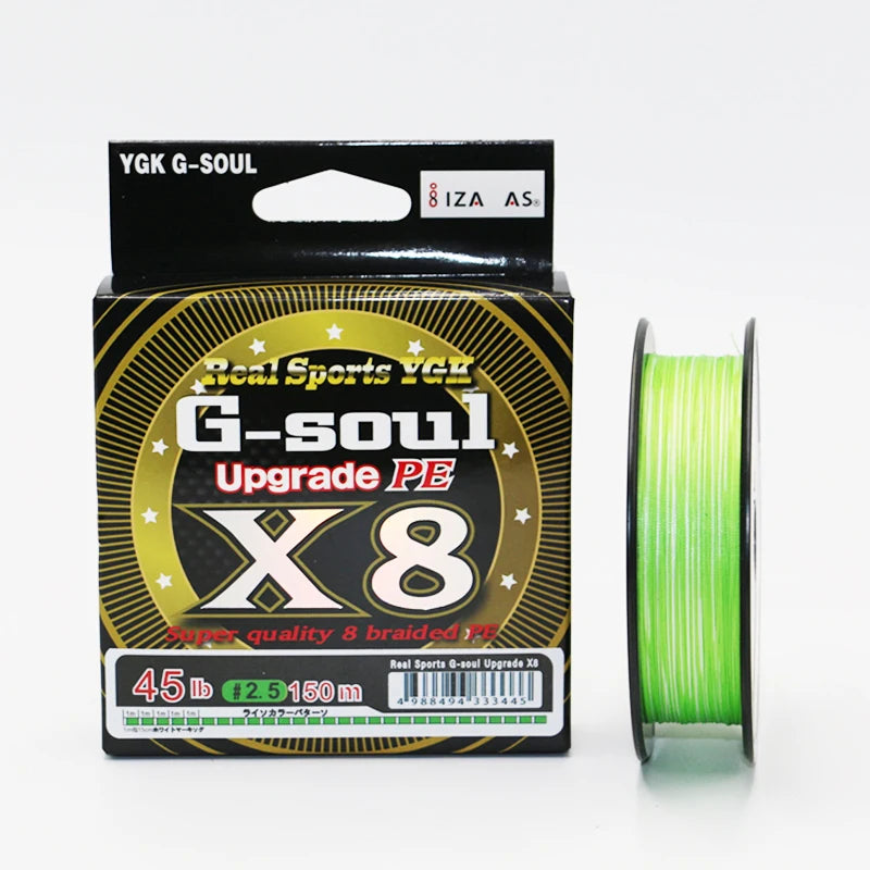 YGKX G SOUL X8 BRAID Upgrade Braid Fishing Line Super Strong 8 Strands Multifilament PE line 150M 200M Made In Japan 14LB-60LB