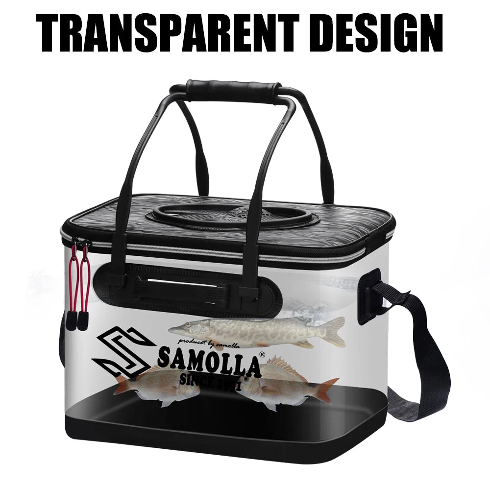 Fishing Bucket Transparent EVA Foldable Thickened EVA Live Fish Box Portable Outdoor Camping Fishing Bags Accessories